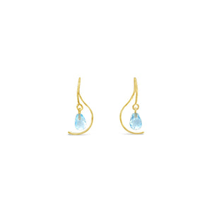 14KY Mini Twist Simple Sweep Blue Topaz Earrings