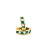 18KY Emerald & Diamond Huggies
