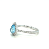 Diamond & Aquamarine Ring in White Gold