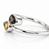 Sterling Silver Pear-Shaped Smoky Quartz & Citrine Bypass Ring
