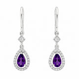 Pear Shape Amethyst & Diamond Earrings