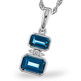 14K White Gold London Blue Topaz & Diamond Pendant