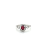 14KW Twisted Band Ruby w/ Diamond Halo Ring