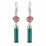 Sterling Silver Watermelon Tourmaline Drop Earrings