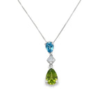 Blue Topaz, Diamonds, Peridot Necklace