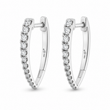 White Gold Tapered Diamond Hoop Earrings