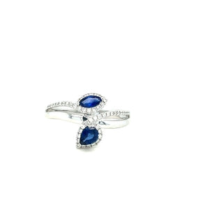 Sapphire & Diamond "Leaf" Bypass Ring