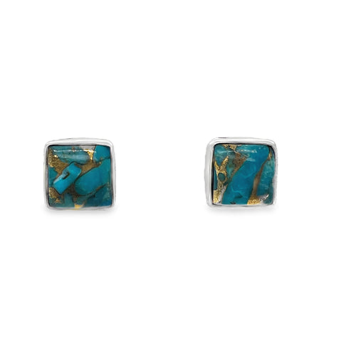 Copper Turquoise Stud Earrings