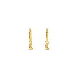 14KY Moon Dangle Earrings w/ Diamonds