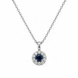 Sapphire & Diamond Halo Necklace