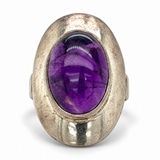 Sterling Silver Oval Amethyst Ring
