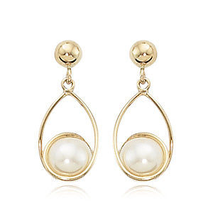Freshwater Pearl &  Gold basket Earrings