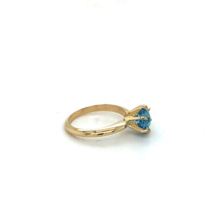 14KY Blue Topaz Solitaire Ring