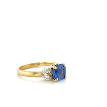 18KY Ceylon Sapphire & Marquise Diamond Ring
