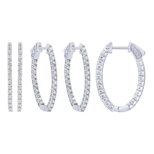 Diamond Inside-Out Oval Hoop Earrings