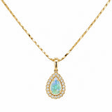 Opal & Diamond Halo Pendant