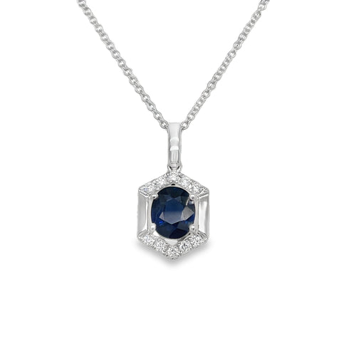 Oval Sapphire & Diamond Necklace
