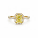 Yellow Gold Fancy Vivid Yellow Lab Grown Diamond Halo Ring