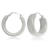 Silver Textured Hoop Earrings