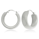 Silver Textured Hoop Earrings