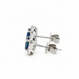 Sapphire & Diamond Halo Square Stud Earrings