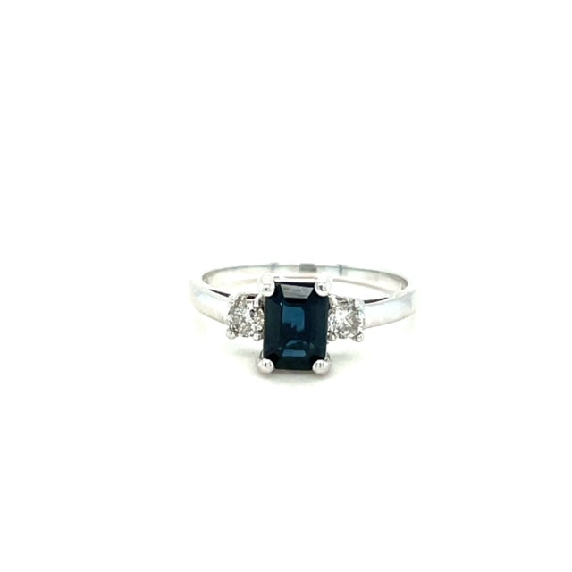 14KW Simulated Sapphire & Diamond Ring
