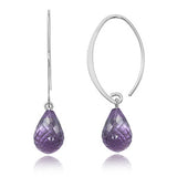 Silver Amethyst Simple Sweep Drop Earrings
