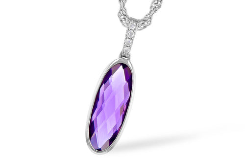 Elongated Amethyst & Diamond Necklace