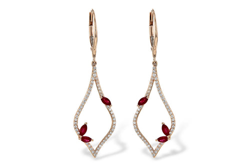 14KR Ruby & Diamond Earrings