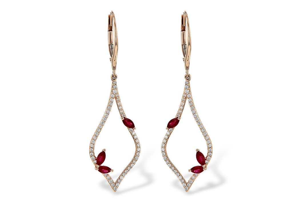 14KR Ruby & Diamond Earrings