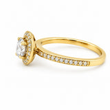 14K Diamond Halo Engagement Ring