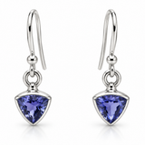 Sterling Silver Trillion Cut Tanzanite Dangle Earrings