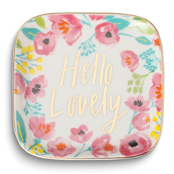 Floral HELLO LOVELY Trinket Dish