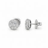 White Gold Diamond Cluster Stud Earrings