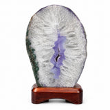 Purple Agate Lamp on Wood Base