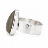 Pear Shape Grey Moonstone Ring