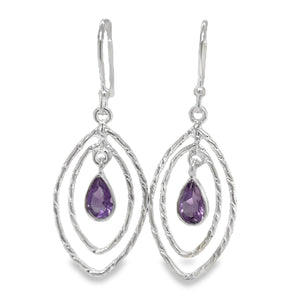 Marquise Shape Amethyst Drop Earrings