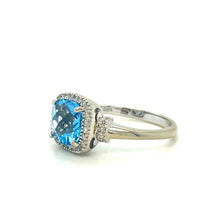 14KW 2CT Blue Topaz & Diamond Ring
