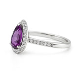 Pear Shape Amethyst & Diamond Ring