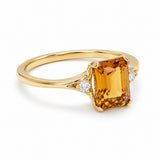 Yellow Gold Citrine & Diamond Ring