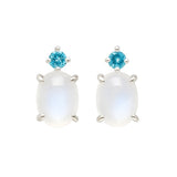 Rainbow Moonstone & Blue Topaz Sterling Silver Earrings