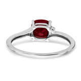 Rhodium-Plated Sterling Silver Lab-Created Ruby & Diamond Ring