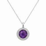 Amethyst & Diamond Halo Necklace