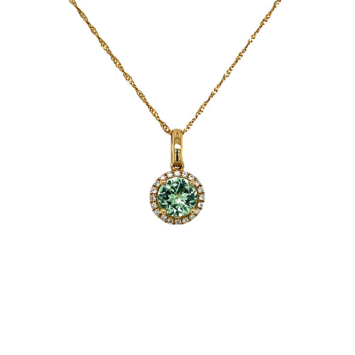 Mint Garnet & Diamond Necklace