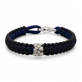 Black & Blue Paracord Bracelet with Sterling Silver Boulder Mountain Bead