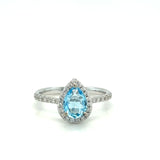 Diamond & Aquamarine Ring in White Gold