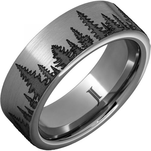 Rugged Tungsten Forest Scene Ring W/ Satin Finish