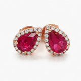 Pear Shape Ruby & Diamond Earrings