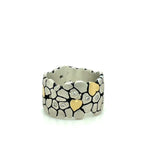 Two-Tone Boulder Mountain Ring w/ Diamonds & 5 Gold Hearts