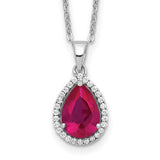 SS CZ & Lab Created Ruby Necklace